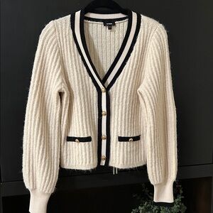 Express Cream and Black Cardigan Sweater